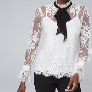 WHBM Lace Bow Blouse NWT